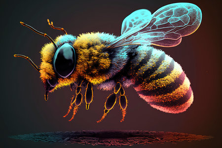 Bee on black background. Vector illustration for your design. EPS 10の素材