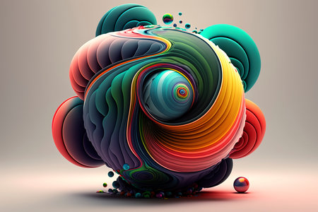 3d illustration of colorful abstract background with curved shapes. 3d renderingの素材