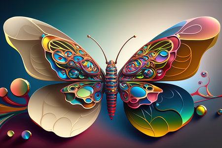 Beautiful butterfly on a colorful background. Vector illustration for your design.の素材