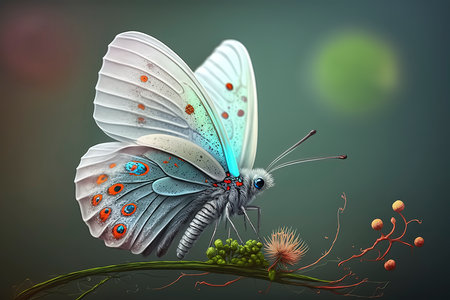 Butterfly on the flower. 3D illustration of a butterfly.の素材