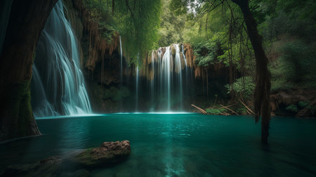 Erawan waterfall in Kanchanaburi province, Thailand.の素材