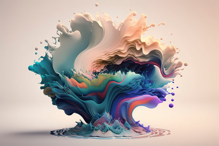 3d rendering abstract background with colorful splashes and waves. Creative design.の素材