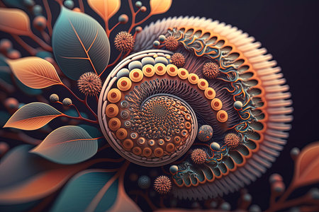 3D surreal illustration. Sacred geometry. Mysterious psychedelic relaxation pattern. Fractal abstract texture. Digital artwork graphic astrology magicの素材