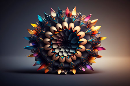 Abstract 3d rendering of colorful flower. Design element for brochure, flyer, web design.の素材