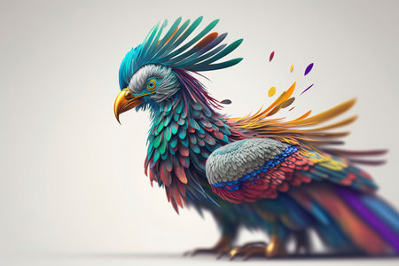 Colorful parrot isolated on white background. 3D illustration.の素材