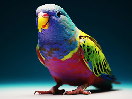 Colorful parrot isolated on blue background. Colorful parrot.の素材