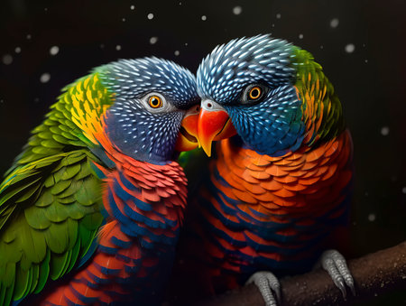 Rainbow Lorikeet parrots (Trichoglossus haematodus)の素材