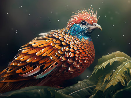 Pheasant in the jungle. Colorful bird in the jungle.の素材
