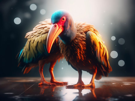 beautiful kiwi bird on a dark background. 3d renderingの素材