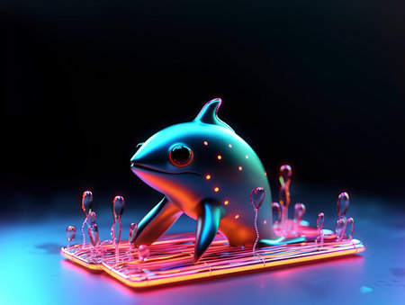 Funny fish in the form of a fish, 3d renderの素材