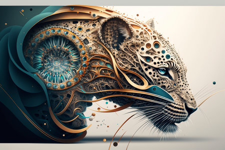 Abstract leopard portrait. 3D rendering, 3D illustration.の素材