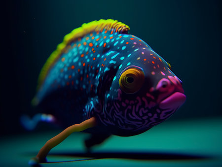 Colorful tropical fish on the dark background. Close-up.の素材