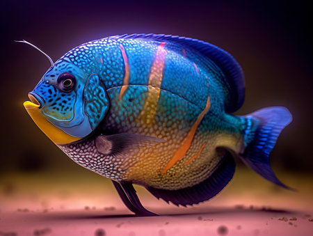 tropical fish in a dark background. 3d render. illustrationの素材