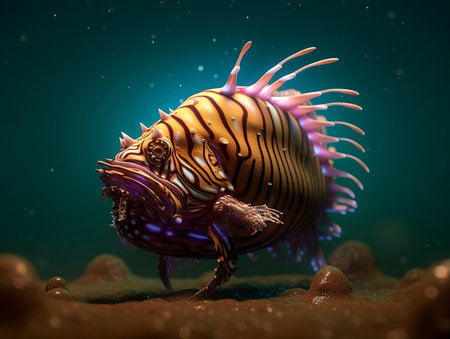 Tropical fish in the sea. 3d render illustration.の素材