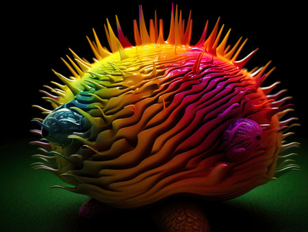 3d rendering of abstract colorful sphere on black background, computer generated imagesの素材