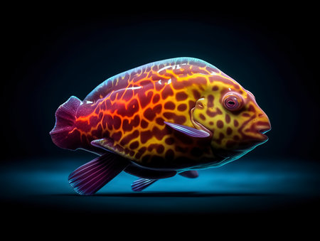 tropical fish on a black background, 3d render, illustrationの素材