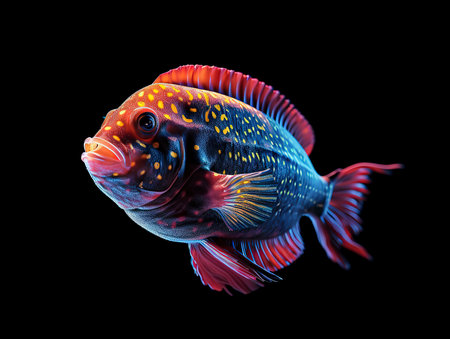 Siamese fighting fish isolated on black background with clipping path.の素材