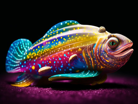 Colorful fish on a black background. Close-up, macro.の素材