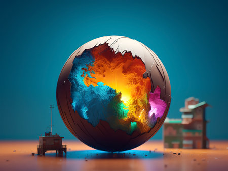 3d rendering of a globe with the image of the planet Earthの素材
