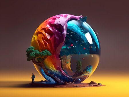Conceptual image of a person looking through a crystal ball.の素材