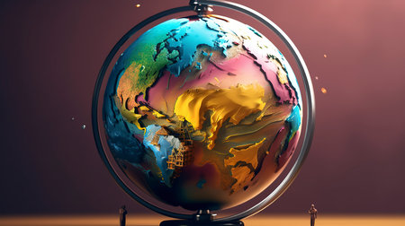 3d rendering of a globe with the image of the planet Earthの素材