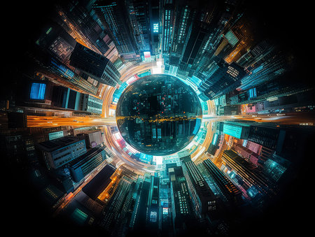 Abstract technology background. 3d rendering toned image double exposure.の素材