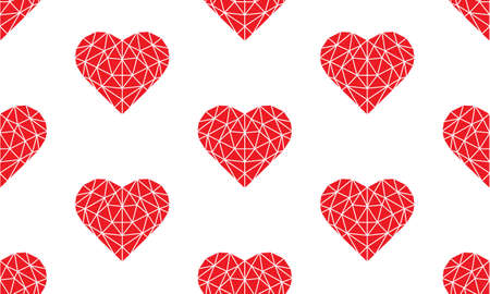 Seamless patterned background, Low polygonal heart shape.のイラスト素材