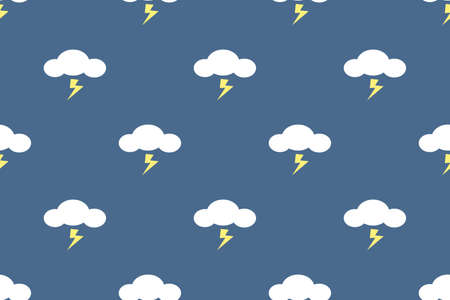 Cloud with lightning seamless pattern,Vector,Illustration.のイラスト素材