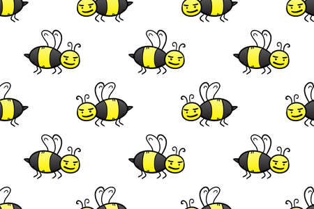 Little bee,Seamless background,Seamless pattern,Vector,Illustrations.のイラスト素材