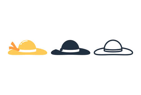 Cartoon straw hat icon,Vector and Illustration.のイラスト素材