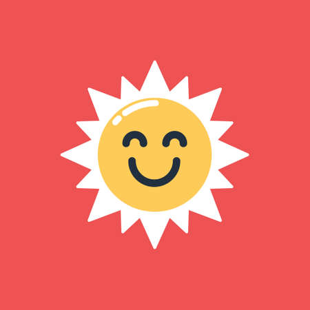 Smiling sun icon,Vector and Illustration.