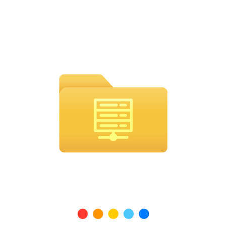 Flat folder design element with Server rack symbol,Folder icon,Vector and Illustration.のイラスト素材