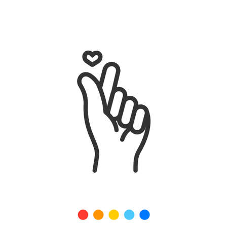 A mini heart finger or love hand sign flat design element,Vector and Illustration.