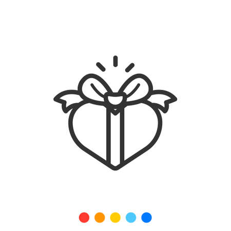 Heart shaped gift box flat design element,Vector and Illustration.のイラスト素材