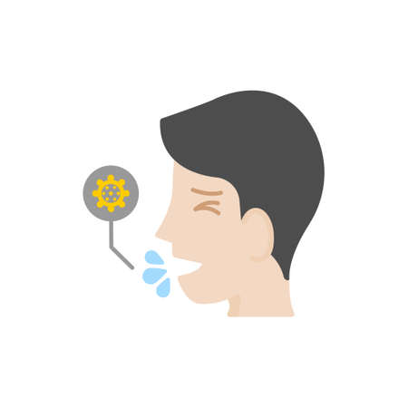 A man who is coughing from a virus infection,Icon,Vector and Illustration.のイラスト素材