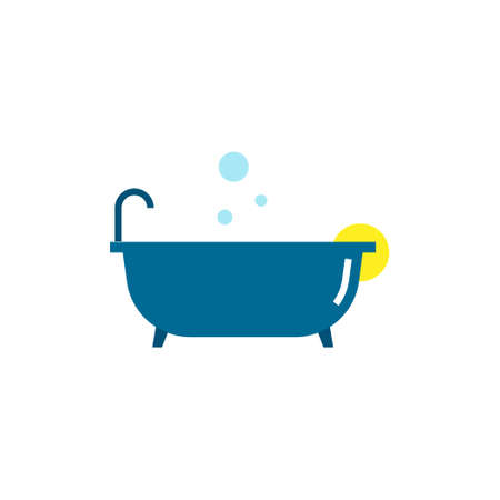 Bathtub with faucet flat element design,Vector and Illustration.のイラスト素材