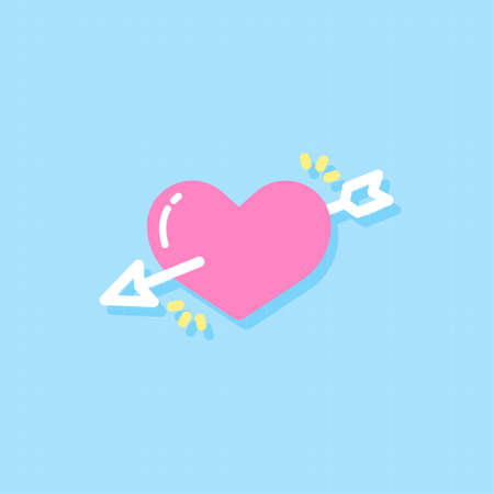 Heart and arrow flat design element,Vector and Illustration.