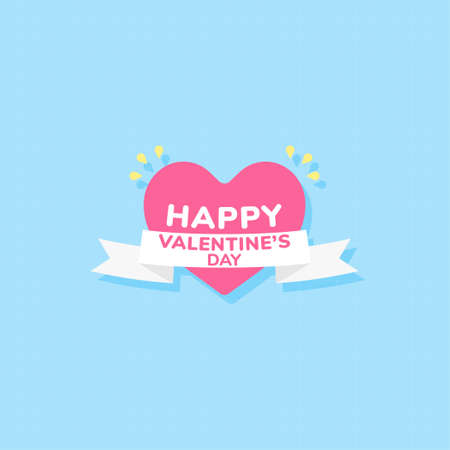 Happy valentines day heart flat design element,Vector and Illustration.のイラスト素材