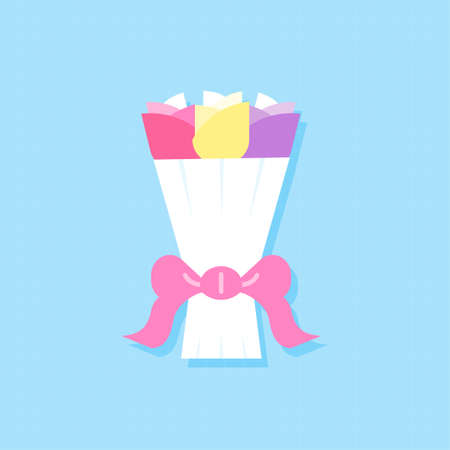 Bouquet of flowers flat design element,Vector and Illustration.のイラスト素材