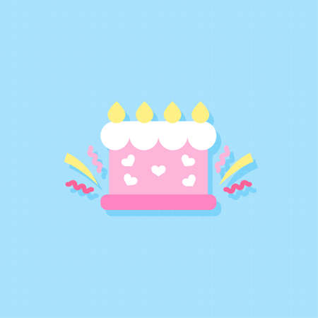 Cute valentines cake flat design element,Icon,Vector and Illustration.のイラスト素材