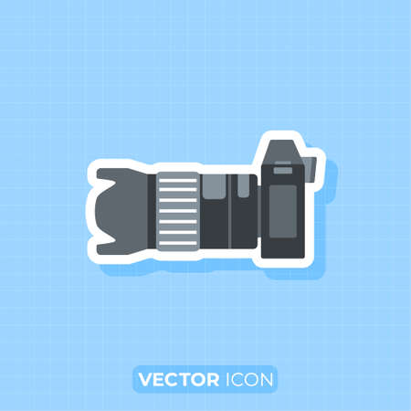 Camera with lens icon,Side view of Camera,Flat design element.のイラスト素材