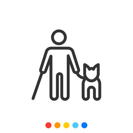 Blind person icon with guide dogのイラスト素材