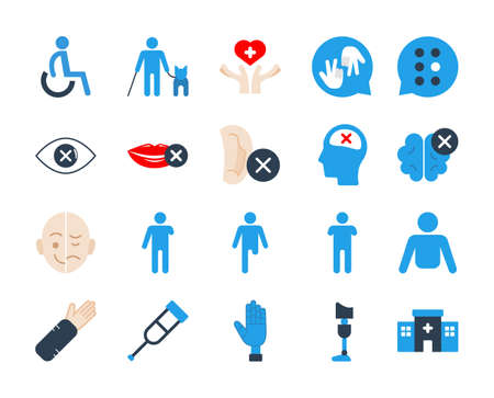 Disabled people icon set, Flat iconのイラスト素材