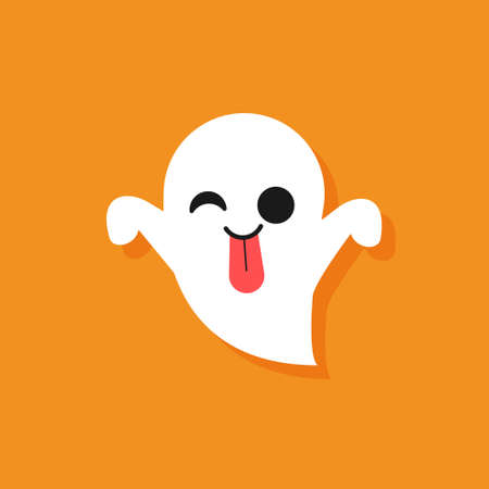 Cute Ghost Cartoon Vector Illustration For Halloween.のイラスト素材