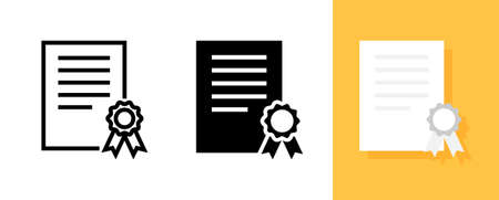 Flat Icon of Certificate or Diploma, Vector and Illustration.のイラスト素材