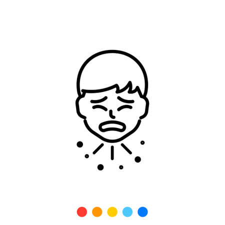 A man who coughs heavily icon, Vector.のイラスト素材