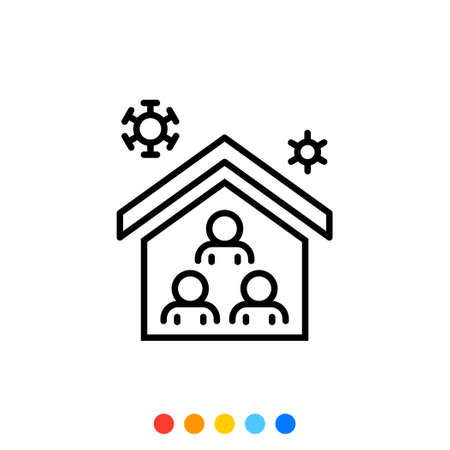 Vector linear icon of Work From Home or Stay at Home.のイラスト素材