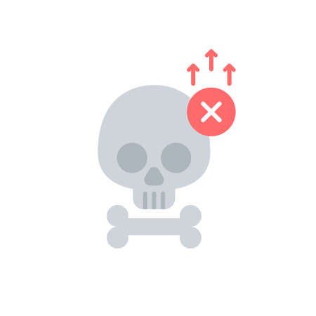 Skull and bone Flat icon, The increasing death, Vector.のイラスト素材