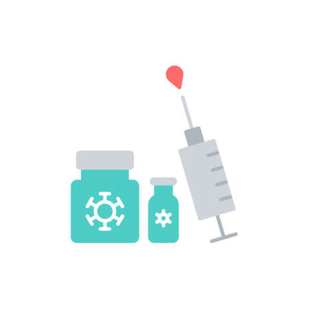 Syringe and medicine Flat icon, Vector.のイラスト素材
