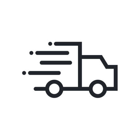 Express Delivery Outline Icon on White background, Cargo Truck icon.のイラスト素材